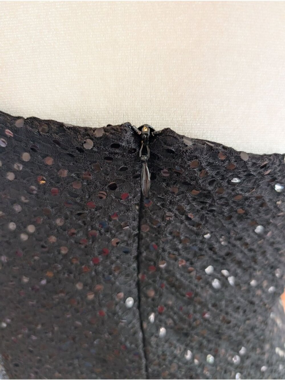 Vintage Jackie Jon NY Black Sequin One-Shoulder Cocktail Mini Dress Size 14 - Picture 5 of 7